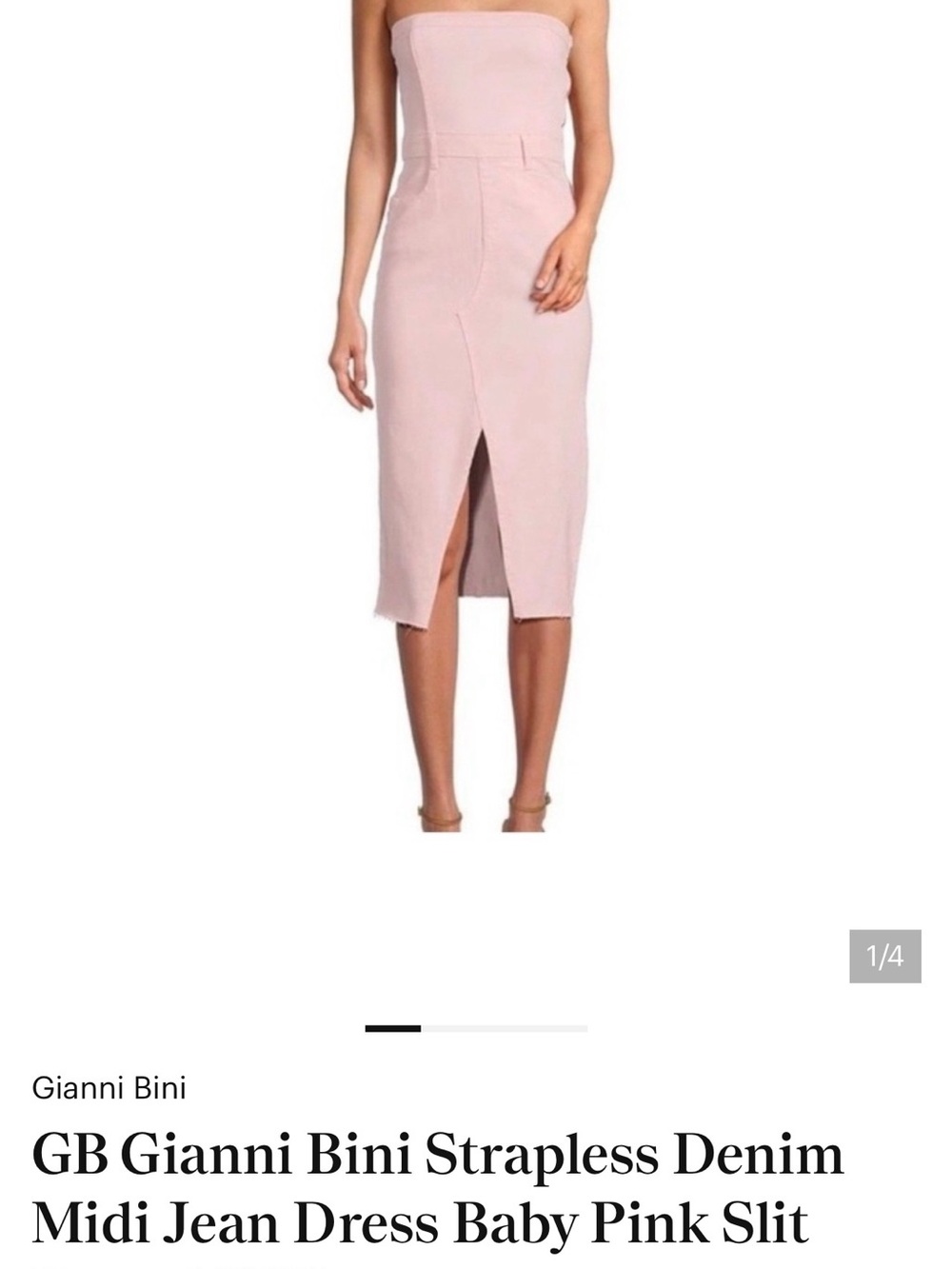 Gianni Bini Baby Pink Strapless Midi Skirt with Front Slit